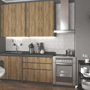 Kuchyňská sestava IDEA 180 korpus antracit, čela dub craft Vrácení Zdarma