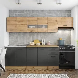 Akce Kuchyňská sestava Perla 260, dub artisan / tmavě šedá