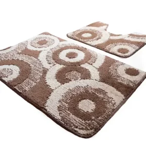 Must-Have Koupelnová předložka dvoudílná protiskluzová ‒ Circles hnědá