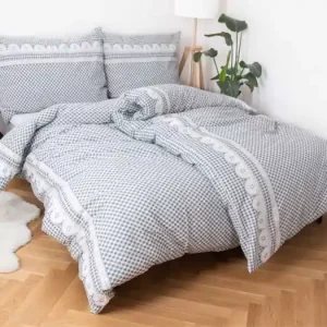 Krepové povlečení Renforcé - Chalupa šedá Zlevněný