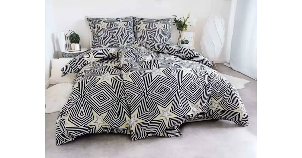 LOŽNÍ POVLEČENÍ - Stars black yellow Must-Have