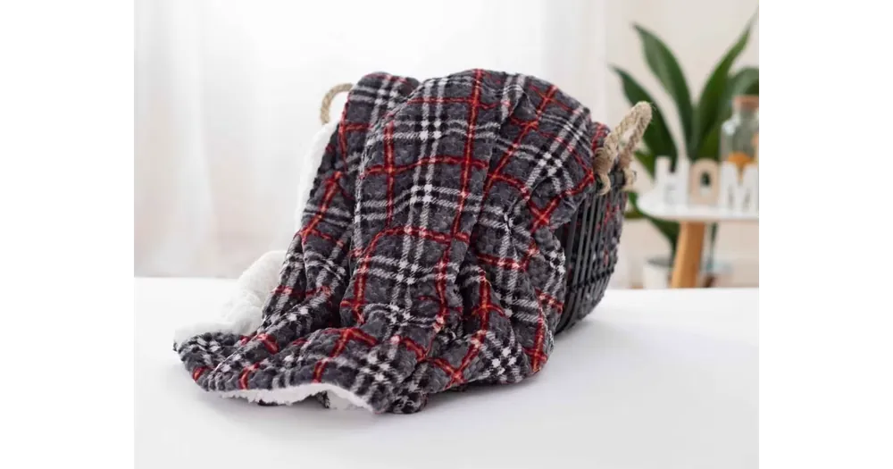 Kup Teď Luxusní beránková deka mikroplyš 200 × 220 cm – Káro červené