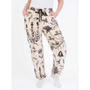 Sleva Mikroplyšové kalhoty - Herbář béžový velikost 2XL/3XL
