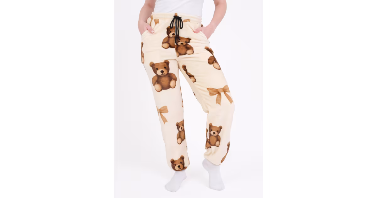 Mikroplyšové kalhoty - Plyšoví medvídci velikost L/XL Nejlepší Volba