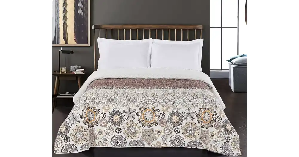 Cenová Bomba Oboustranný přehoz na postel - Alhambra bílo-hnědý 220x240cm