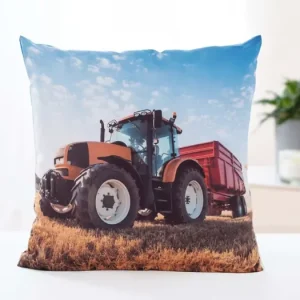 Sleva Povlak na polštář 40 × 40 cm - Traktor s červenou vlečkou