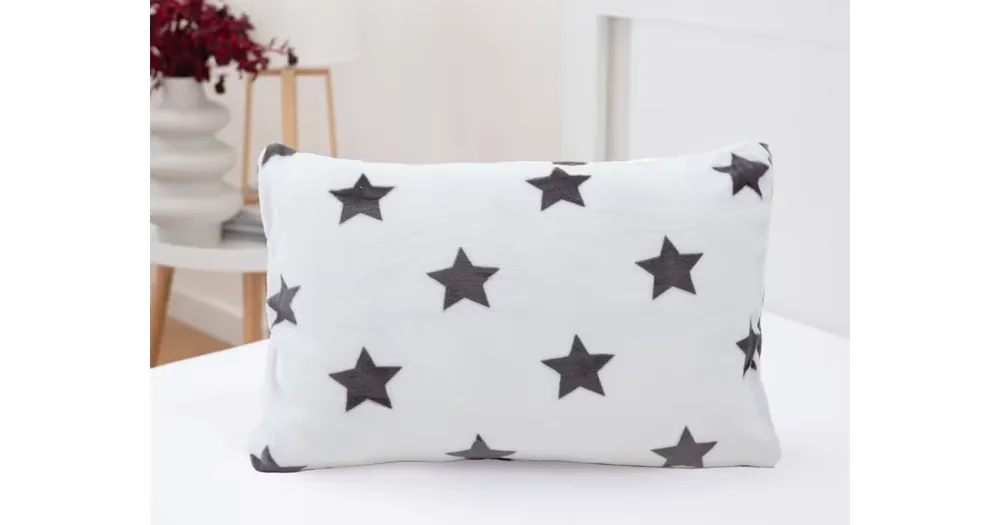 Povlak na polštář mikroplyš 40 × 60 cm – Estrelas bílé/šedé Levný