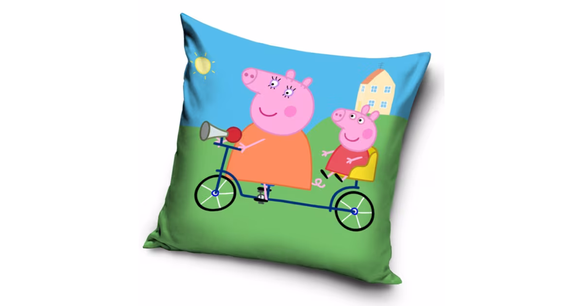 Expresní Doručení Povlak na polštářek 40 × 40 cm – Prasátko Pepina Na kole