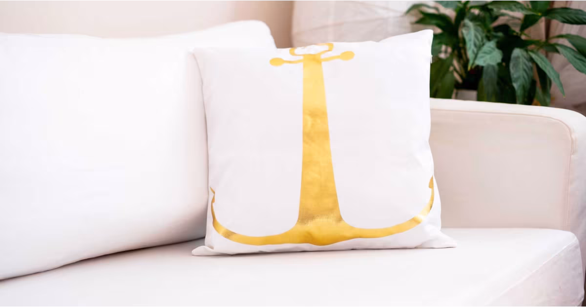 Povlak na polštářek 45 × 45 cm – Gold de Lux Kotva bílá Levný