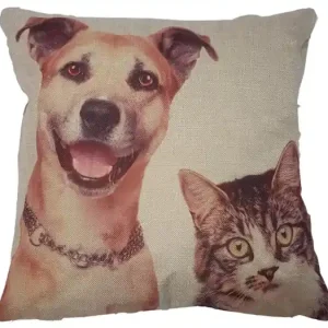 Omezená Nabídka POVLAK NA POLŠTÁŘEK s 3D efektem 45x45cm Pejsek a kočička