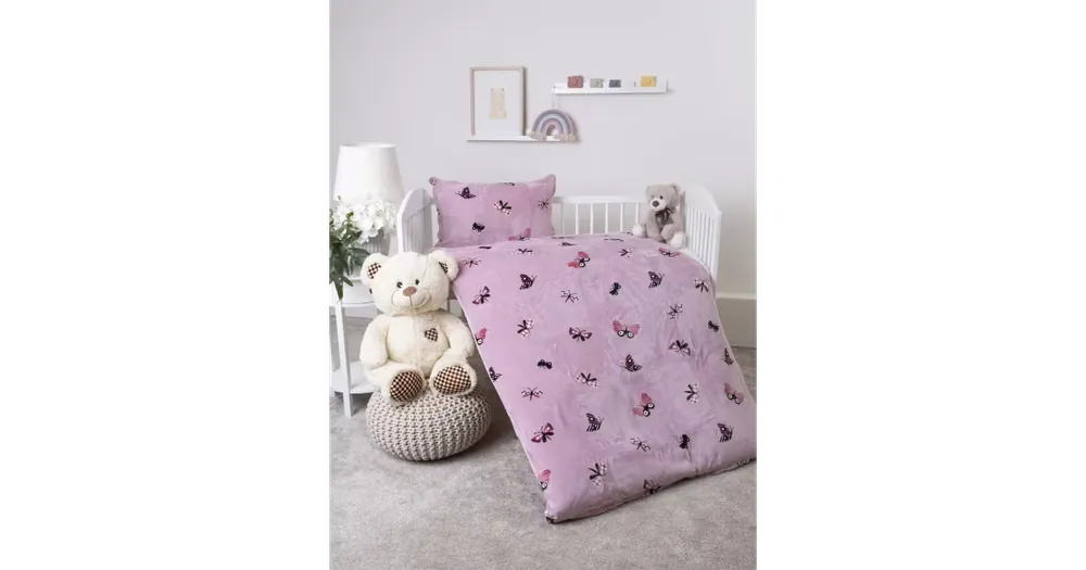 Originální Povlečení mikroplyš do postýlky Exclusive - Motýlci růžové