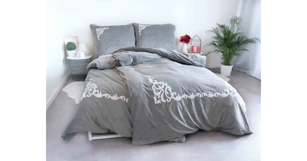 Povlečení mikroplyš Exclusive – Viktoria šedé (krátký chloupek) Výhodná Nabídka