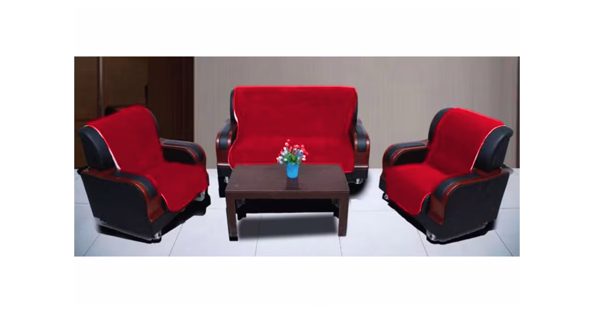 PŘEHOZY NA SEDACÍ SOUPRAVU 3+1+1 Beránek červený Nízká Cena