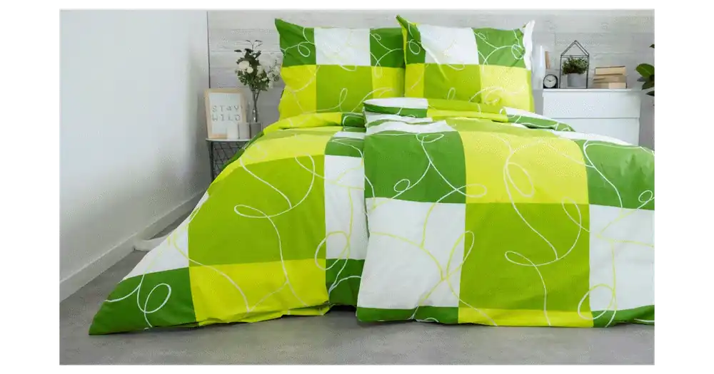 Expresní Doručení Prodloužené bavlněné povlečení Deluxe – Domino zelená