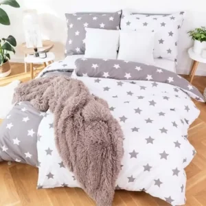 Prodloužené bavlněné povlečení Renforcé – Estrelas šedo-hnědé Akce