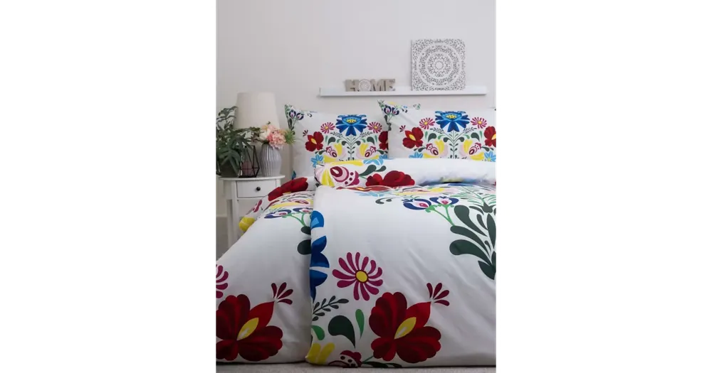 Prodloužené bavlněné povlečení Renforcé - Folklor bílé Nízká Cena