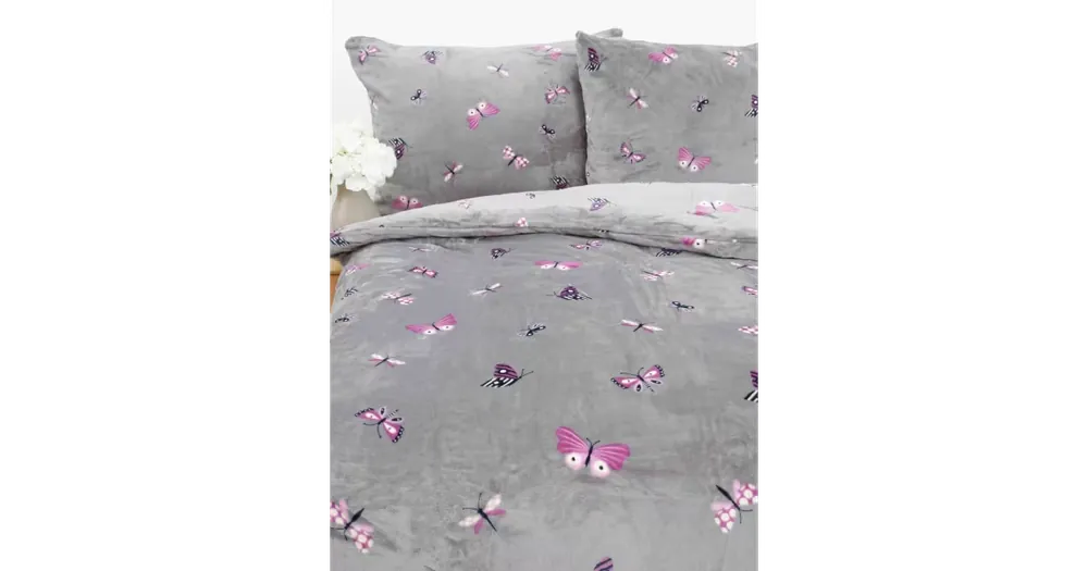 Prodloužené povlečení mikroplyš Exclusive - Motýlci šedé Must-Have