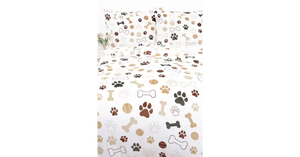 Výprodej Prodloužené povlečení mikroplyš Exclusive - Psí tlapky bílé