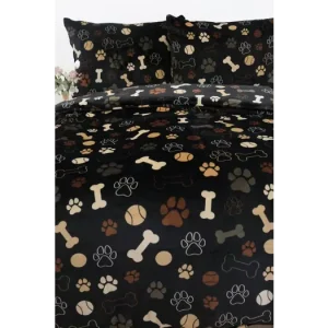 Nejlepší Cena Prodloužené povlečení mikroplyš Exclusive - Psí tlapky černé