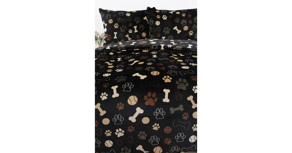 Nejlepší Cena Prodloužené povlečení mikroplyš Exclusive - Psí tlapky černé