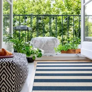 Koberec šňůrkový SIZAL FLAT 48644591 pásy nebeský béž Vrácení Zdarma