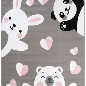 Aktuální Dětský koberec PINKY DE78A Bear Panda Rabbit šedý