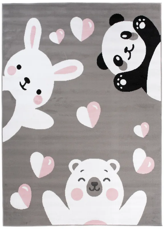 Aktuální Dětský koberec PINKY DE78A Bear Panda Rabbit šedý