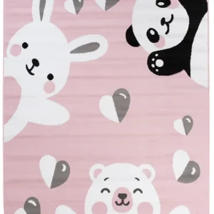Dětský koberec PINKY DE78A Bear Panda Rabbit růžový Cenově Výhodný