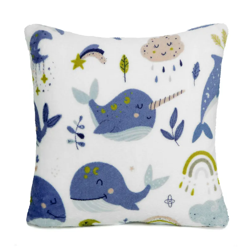Polštář OCEAN WHALE bílý / modrý Sleva