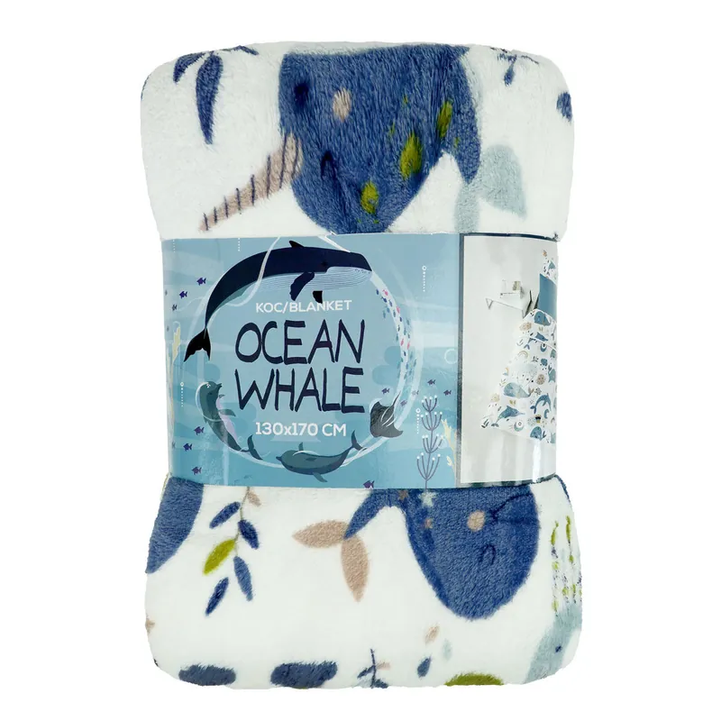 Koupit Online Deka OCEAN WHALE bílá / modrá