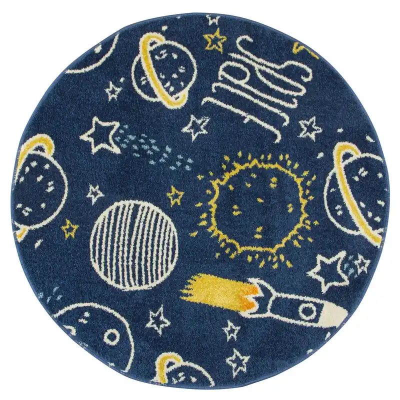 Dětský koberec EMILY KIDS 2359A Kosmos, tmavě modrý / žlutý / krémový Levný