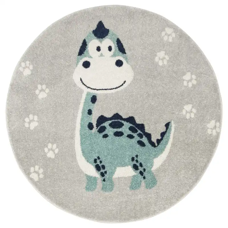 Dětský koberec EMILY KIDS 5860C Dinosaurus, tyrkysový / světle šedý Finální Výprodej