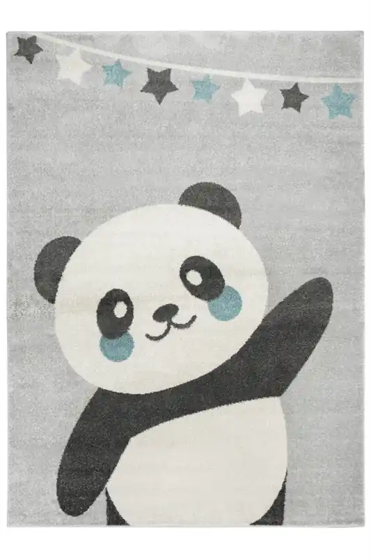 Dětský koberec Emily Kids 5864A Panda šedý / tyrkysový Akční Nabídka