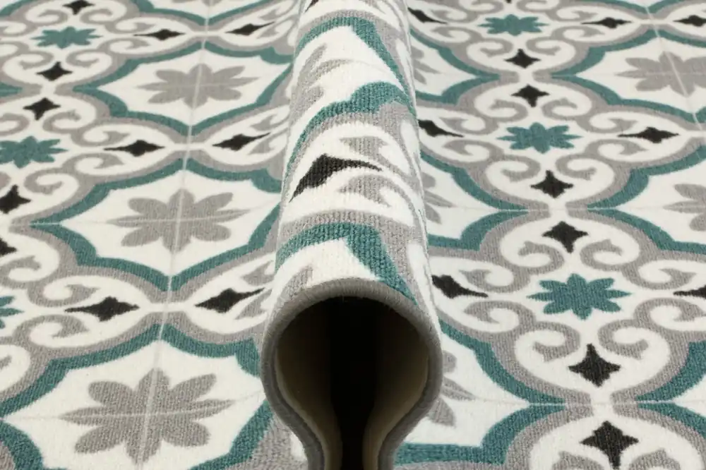 Výprodej Metrážový koberec Evora Patchwork Mozaika tyrkysový