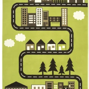 Dětský koberec Kids 534451/67955 - Uličky mezi domky, zelený Výprodej