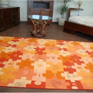 Časově Omezené Dětský koberec PUZZLE oranžový - Výprodej