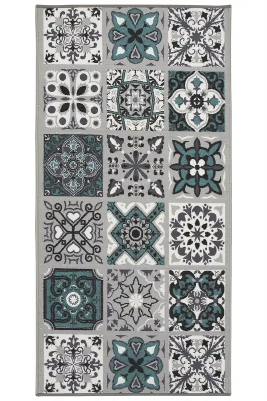 Protiskluzový koberec/ běhoun Patchwork tyrkysový Originální