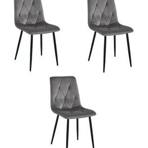 Set tří jídelních židlí LIBRA sametové tmavě šedé / černé nohy (3 ks) Expresní Doručení