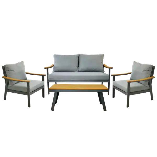 Set zahradního nábytku LUBLANA šedý / hnědý ALM9545 Poslední Šance