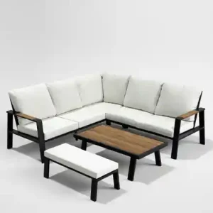 Set zahradního nábytku PRISTINA černý / béžový ALM8215 Nízká Cena