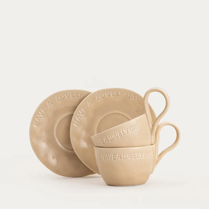 Koupit Online Sada šálků ISERNIA s podšálky, béžová 778315 200ml (2 ks)