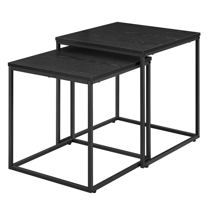 Sada 2 konferenčních stolků LOFT černá / černé nohy Originální