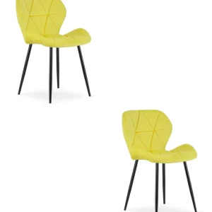 Set dvou jídelních židlí MANGO sametové žluté / černé nohy (2 ks) Nakupujte Hned