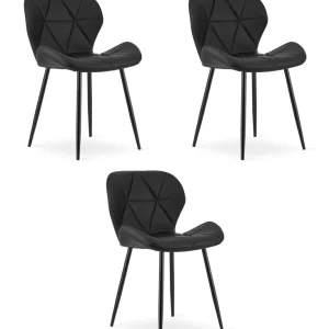 Must-Have Set tří jídelních židlí MANGO černé / černé nohy (3 ks)
