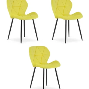 Set tří jídelních židlí MANGO sametové žluté / černé nohy (3 ks) Expresní Doručení
