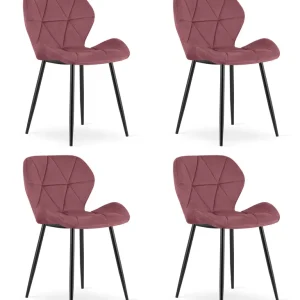 Set čtyř jídelních židlí MANGO sametové tmavě růžové / černé nohy (4 ks) Rychlé Dodání