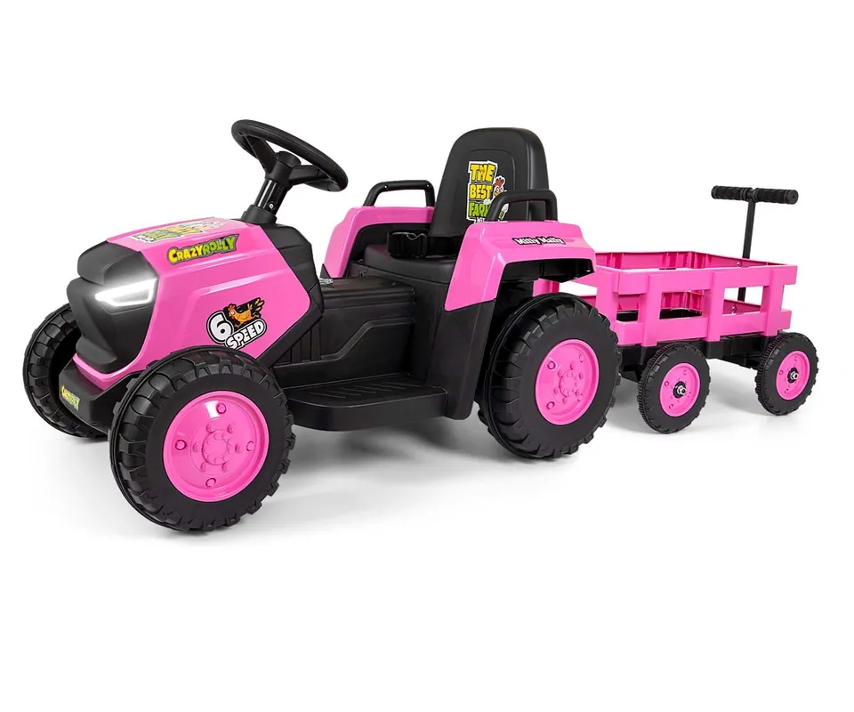 Víkendová Akce Elektrický traktor s přívěsem Rolly růžový