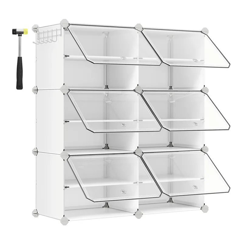 Úložné boxy na boty bílé ABO-E1033 WT (6 ks) Levný
