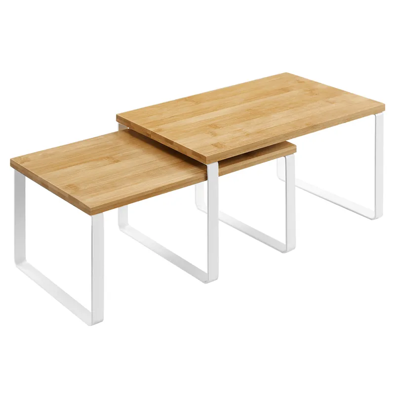 Set dvou stohovatelných poliček bambusové AUK-E1002 WT (2 ks) Akce