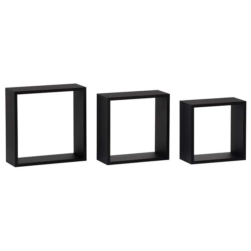 Set tří nástěnných polic černé P-008 BK (3 ks) Levný